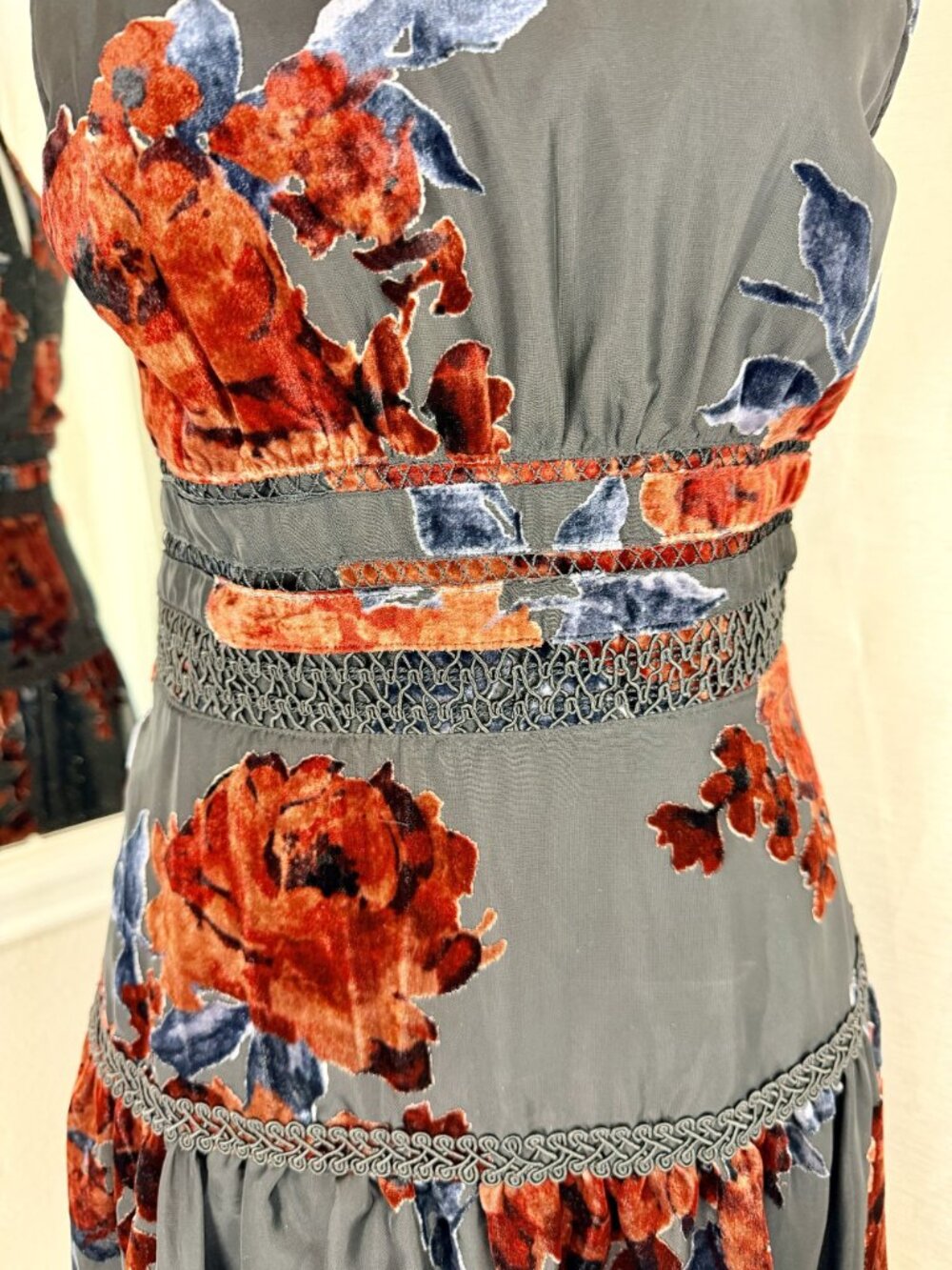 Gianni Bini XS Floral Burnout Mock Neck Fit & Flare Mini Dress Women - Picture 16 of 16
